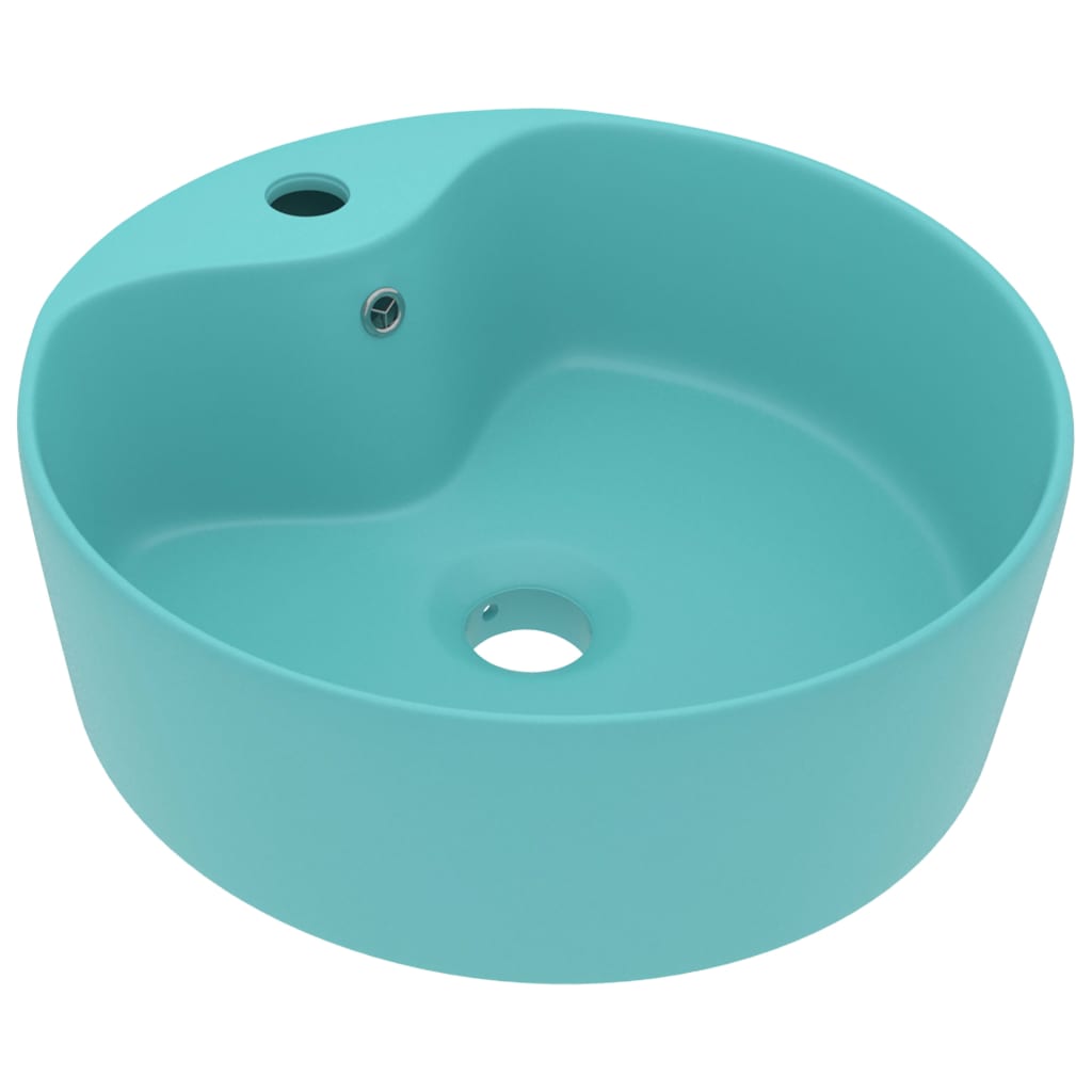 vidaXL Lavabo Lujo con Rebosadero Cerámica Mate 36x13 cm Tocador Color matte light blue,  matte dark blue,  matte white y mas
