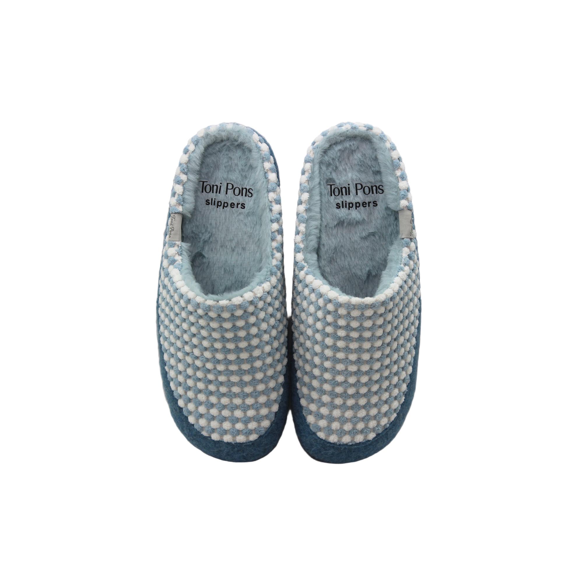 Toni Pons MALU-CN Zapatillas de casa destalonadas, tejido trenzado, forro pelo suave, suela goma, para señora