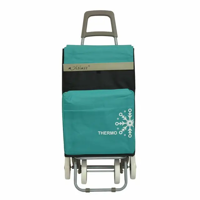 Carro de la Compra 4 Ruedas 2 Bolsillos uno para congelados mercado, carrito Playa, caroo con bolsas termica almacenamiento, Shopping Bag Verdulero