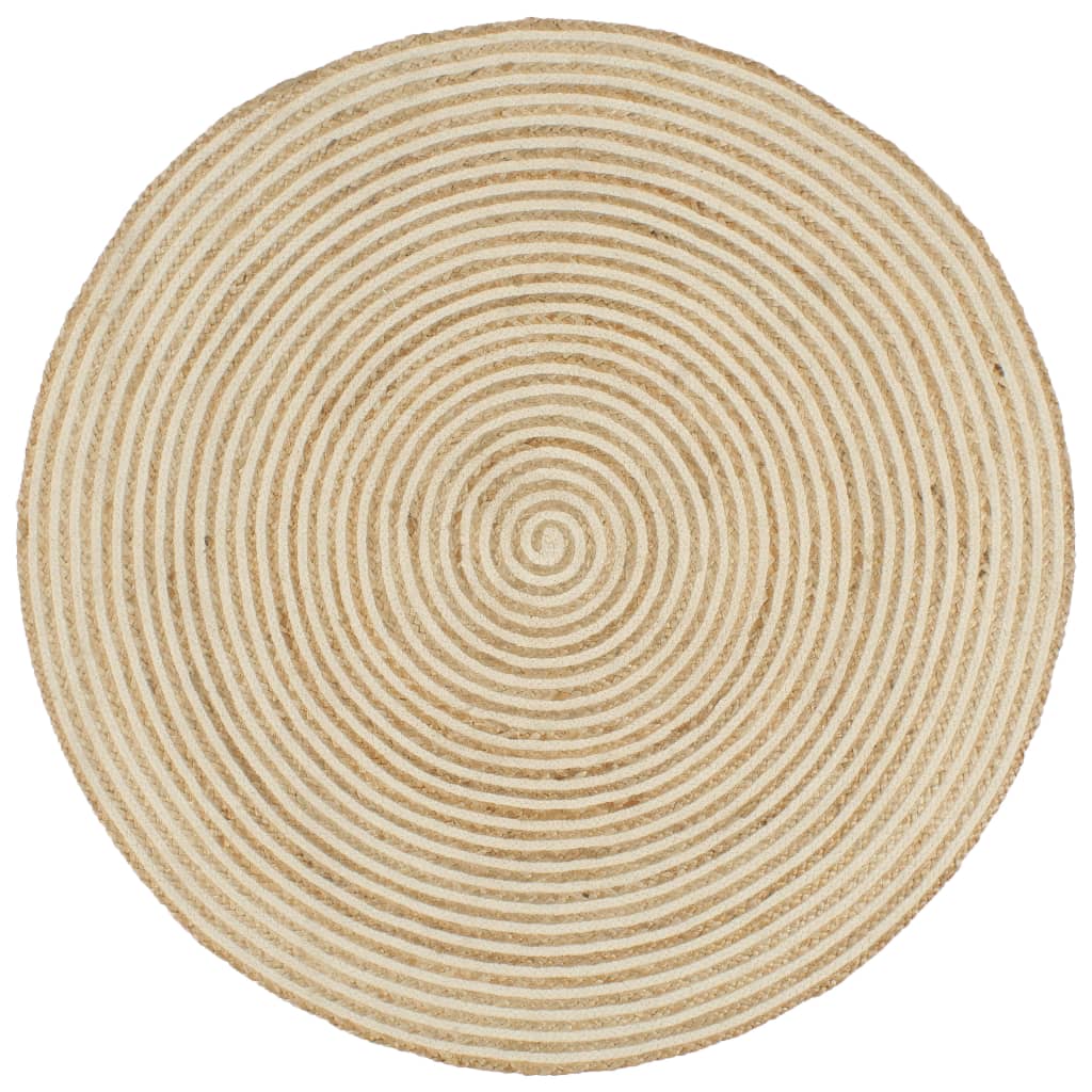 Vidaxl Alfombra de Yute Tejida a Mano Diseño Espiral 90 Cm Color Blanco
