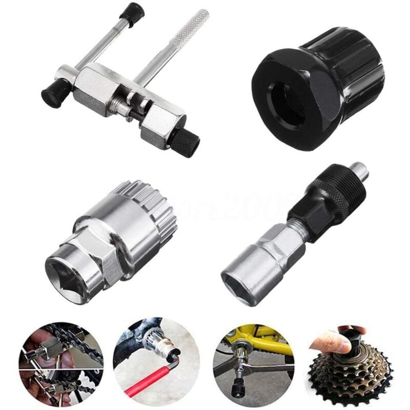 CA Kit de 4 herramientas de reparación de bicicletas, extractor de bielas, herramientas de reparación de cadena y extractor de pedalier.