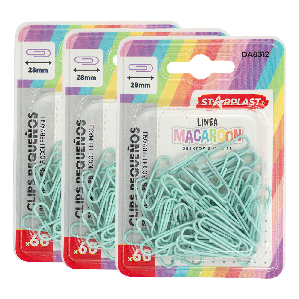 Starplast set pack clips pequeños y grandes - metálicos, color pastel, 28mm, 50 mm, accesorio, organización, escritorio hogar, oficina, escolar, azul, rosa, turquesa, ahorro, sujeción, documentos, papeles, hojas, unir, pinza