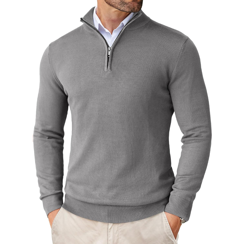 TK Suéter De Cuello Alto Mock Para Hombres Con Cierre De Cremallera Ligero Y Ajustado Casual De Mitad De Cuello Tejido Para Exterior Y Calle Otoño E Invierno