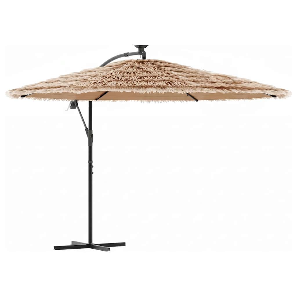 vidaXL Sombrilla de jardín con LEDs poste acero marrón 246x246x230 cm