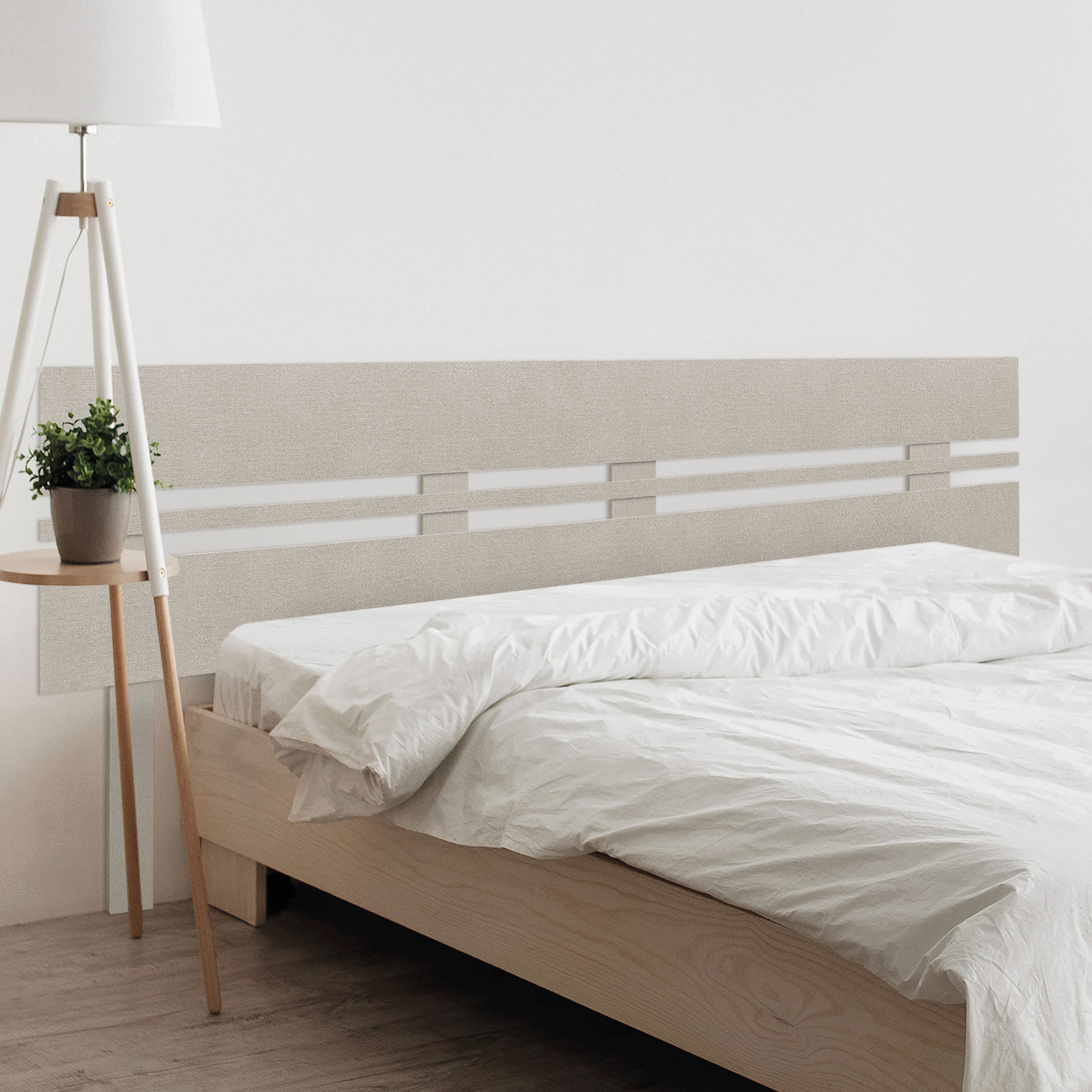 DHOME Cabecero de Madera reciclada DM Horizontal Ancho Dual con Patas Cama Palets Herrajes incluidos