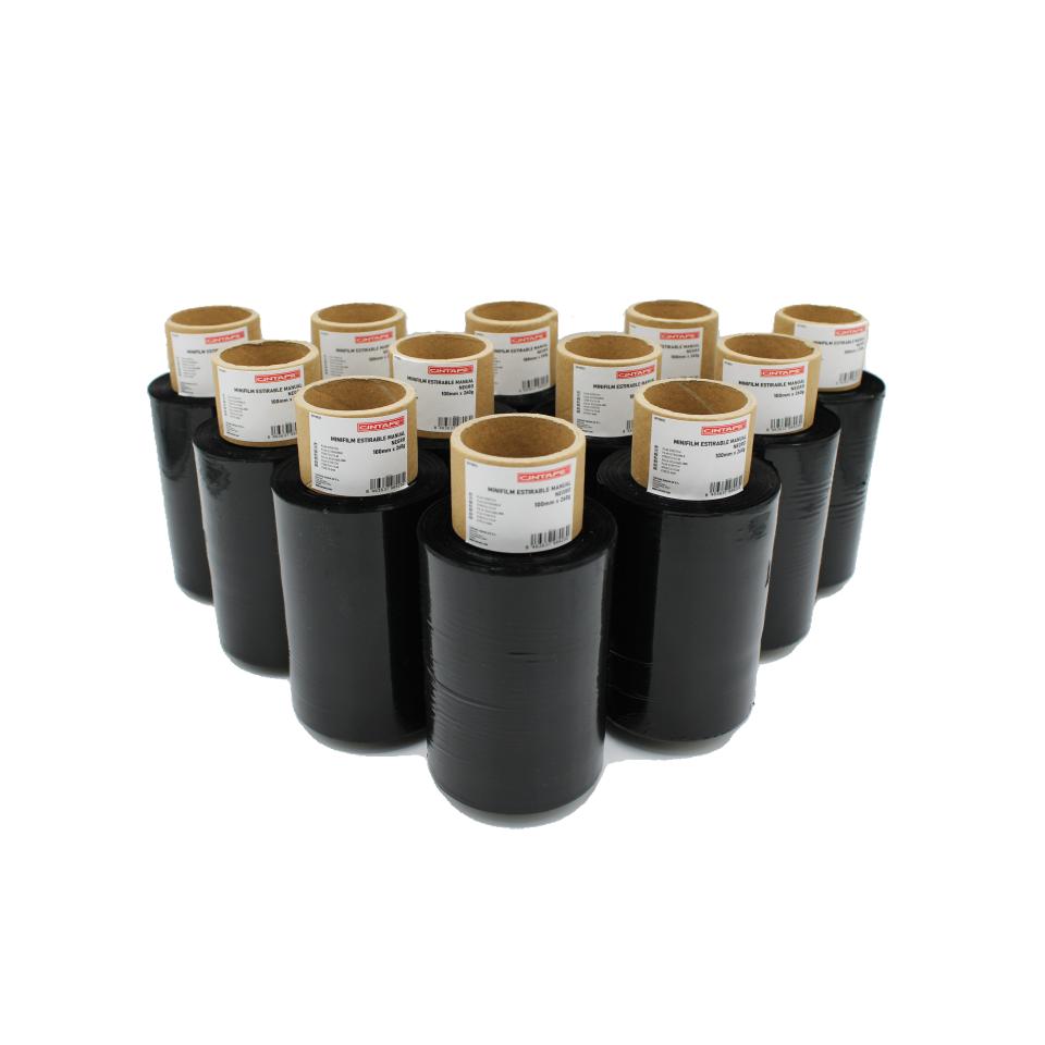 Cintape Rollo Mini Film Transparente/Negro 100mm*260g 23 Micras Embalaje para la Mudanza
