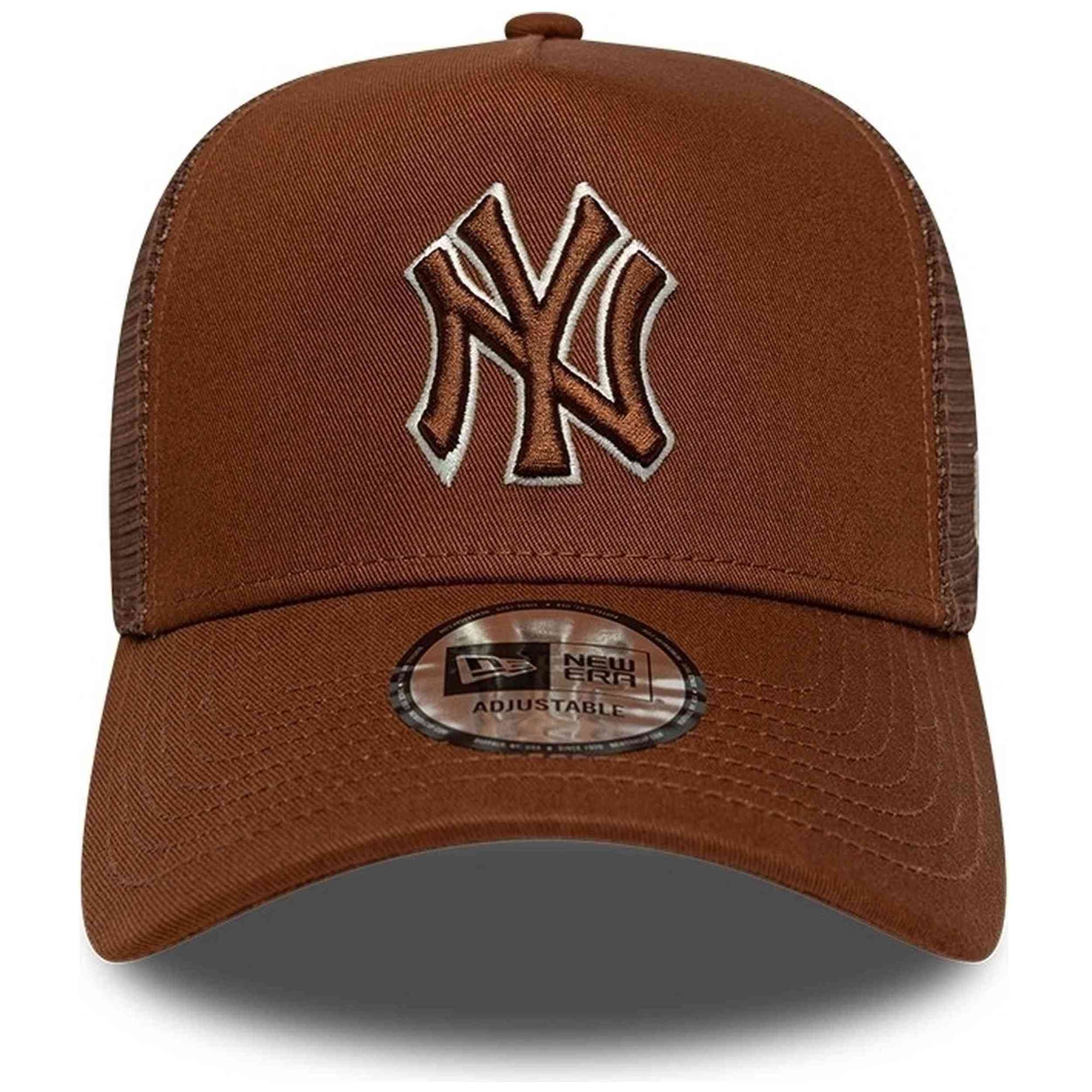 Gorra New Era modelo New York Yankees MLB Outline 9FORTY E-Frame Trucker "MED BROWN" para Hombre en color Marron