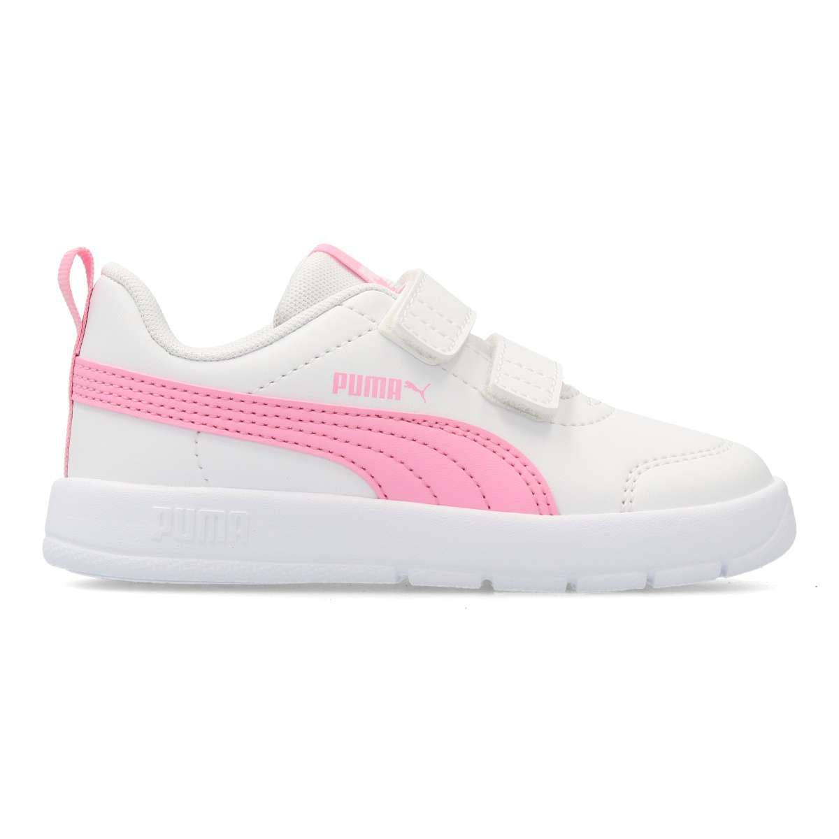 PUMA - Zapatillas deportivas Courtflex V3 V Inf para niña con cierre de velcros, fabricadas en piel sintética y suela de goma, plantilla acolchada, diseño moderno y resistente