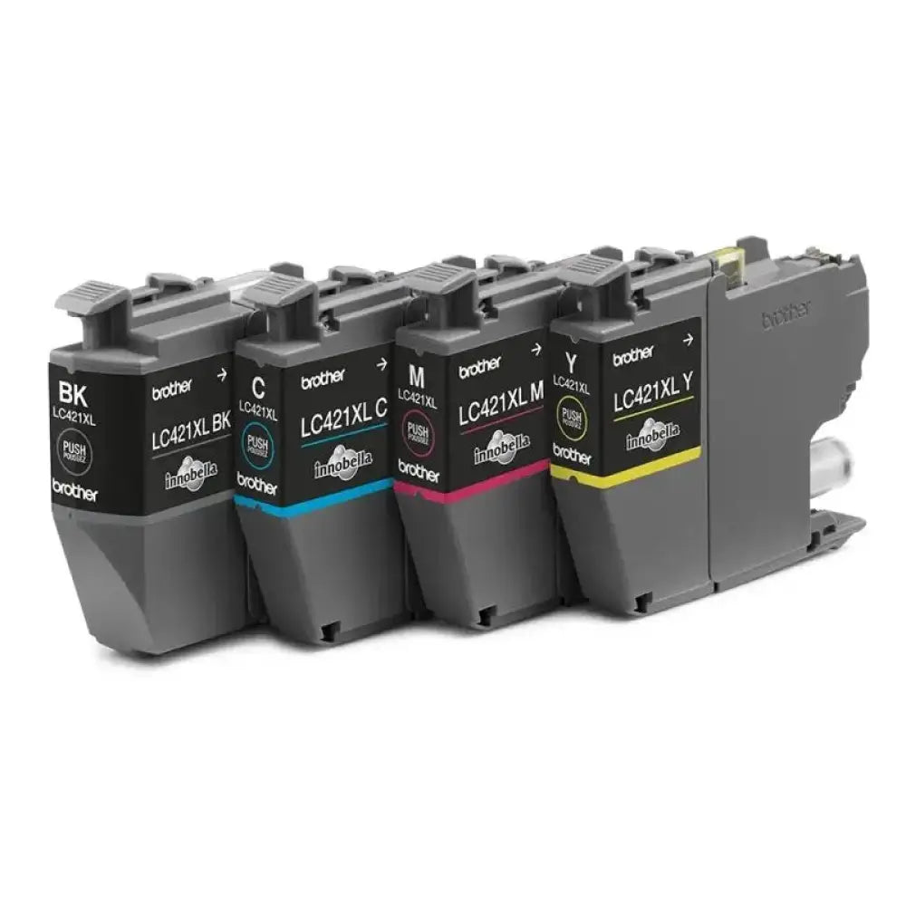 Brother - Cartucho multipack LC421XLVAL de color 500 páginas cada uno para impresoras DCP-J1050DW MFC-J1010DW con modo ahorro de tinta y sustitución fácil desde el frontal