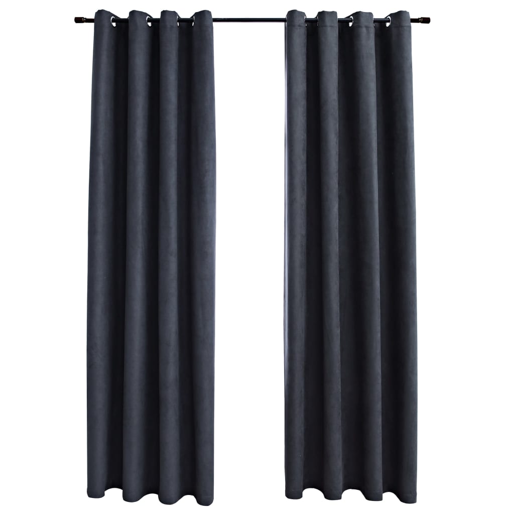 vidaXL Cortinas Opacas con Anillas de Metal (2 unidades) Antracita Decoración Dimensiones 140 x 175 cm, 140 x 245 cm, 140 x 225 cm