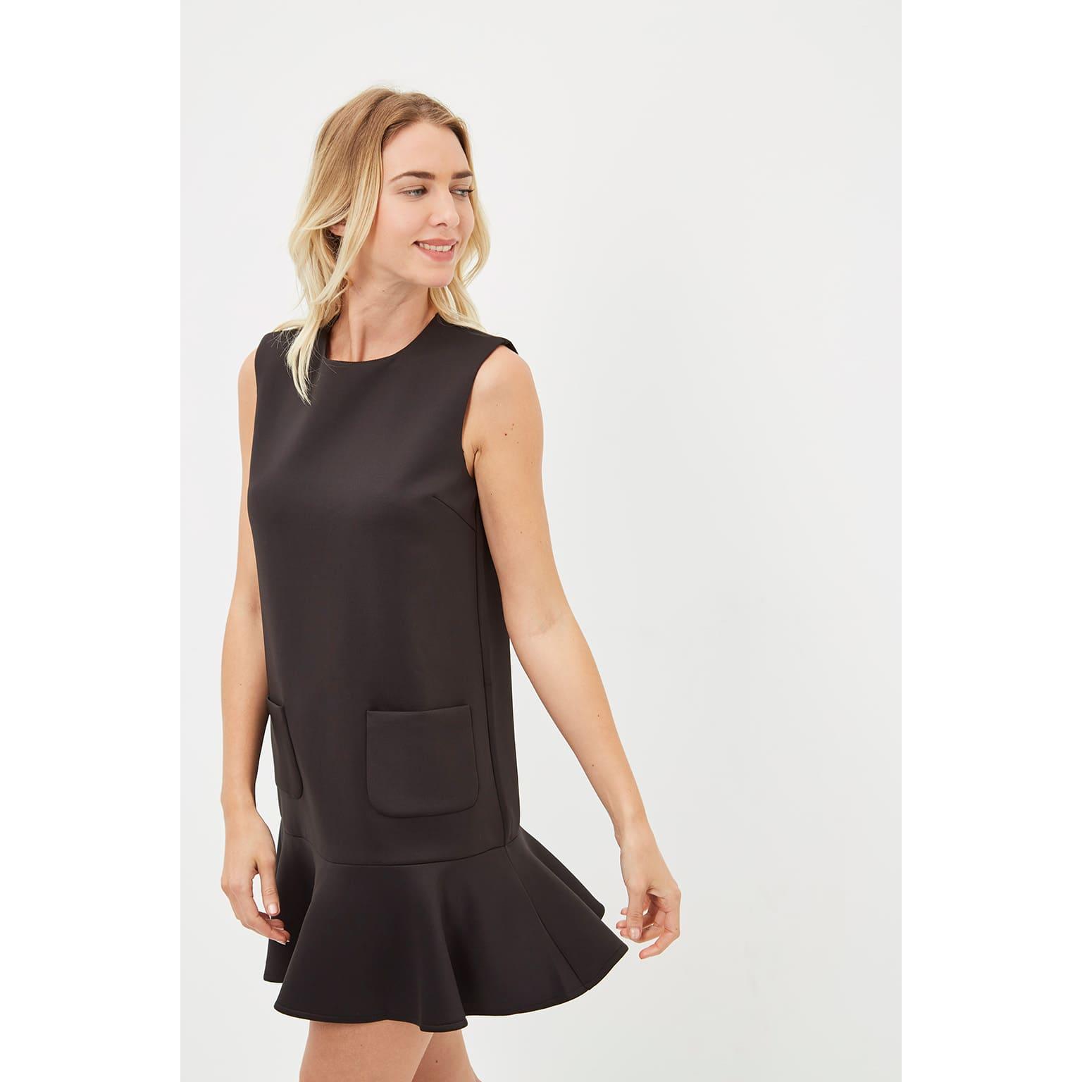 Vestido Mujer Sin Mangas, Dress Elegante, Corte Recto, Tela Suave, Falda Vuelo Bajo, Bolsillos Frontales, Estilo Minimalista, Color Negro, Talla L, Cómodo y Versátil, Ideal Oficina y Eventos ✅Entrega 24/48h