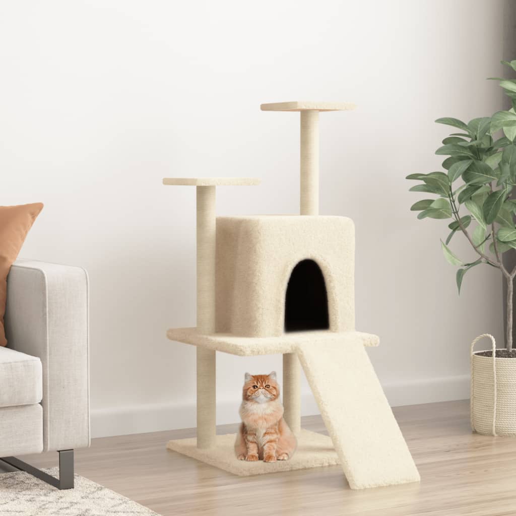 vidaXL Rascador para Gatos con Postes de Sisal Árbol Torre de Escalada Color Crema,  Gris claro,  Gris oscuro y mas