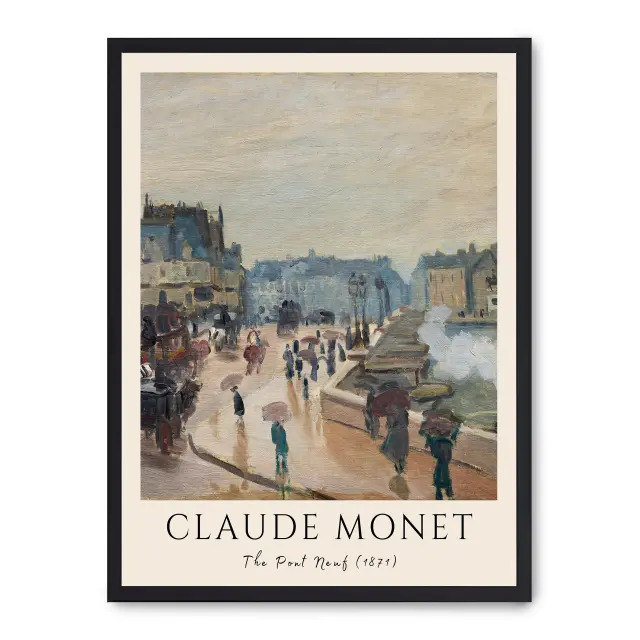 Cuadro the pont neuf 30x40cm, Póster impreso en papel de primera calidad de 180gr, montado sobre marco de madera MDF acabado en negro., Arte - Pintores famosos - Monet