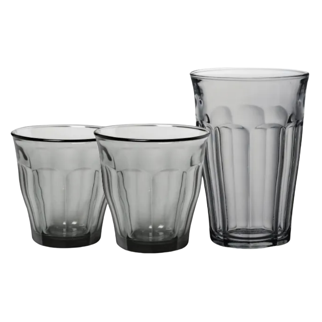 Duralex - Set 6 de Vasos Duralex Picardie 250 ml,310cc ,360cc Gris | Amystyle