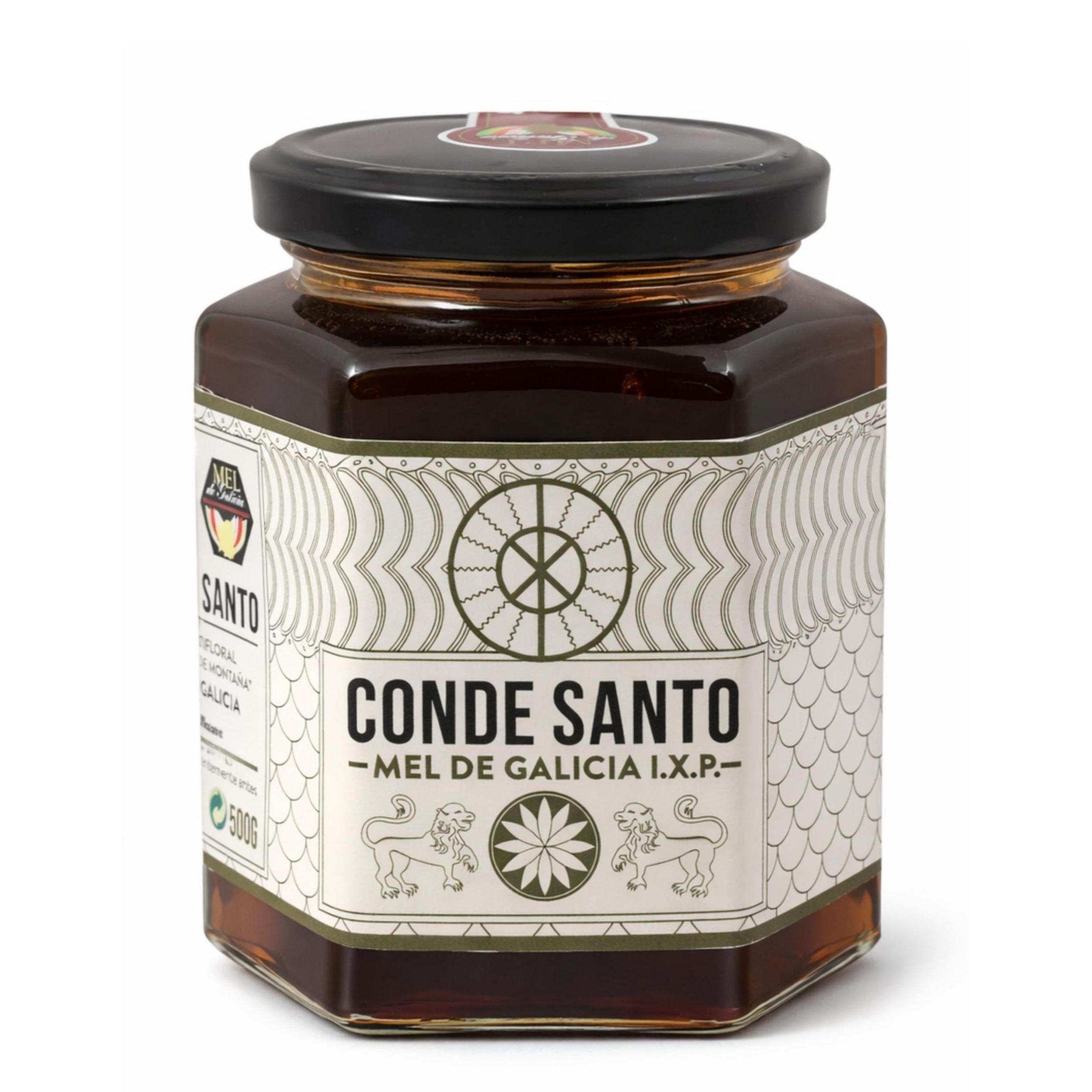 Miel de Galicia NATURAL ARTESANA CRUDA PURA 100% CONDE SANTO ESPAÑA PURA ABEJA (MONTAÑA, 500 GR)