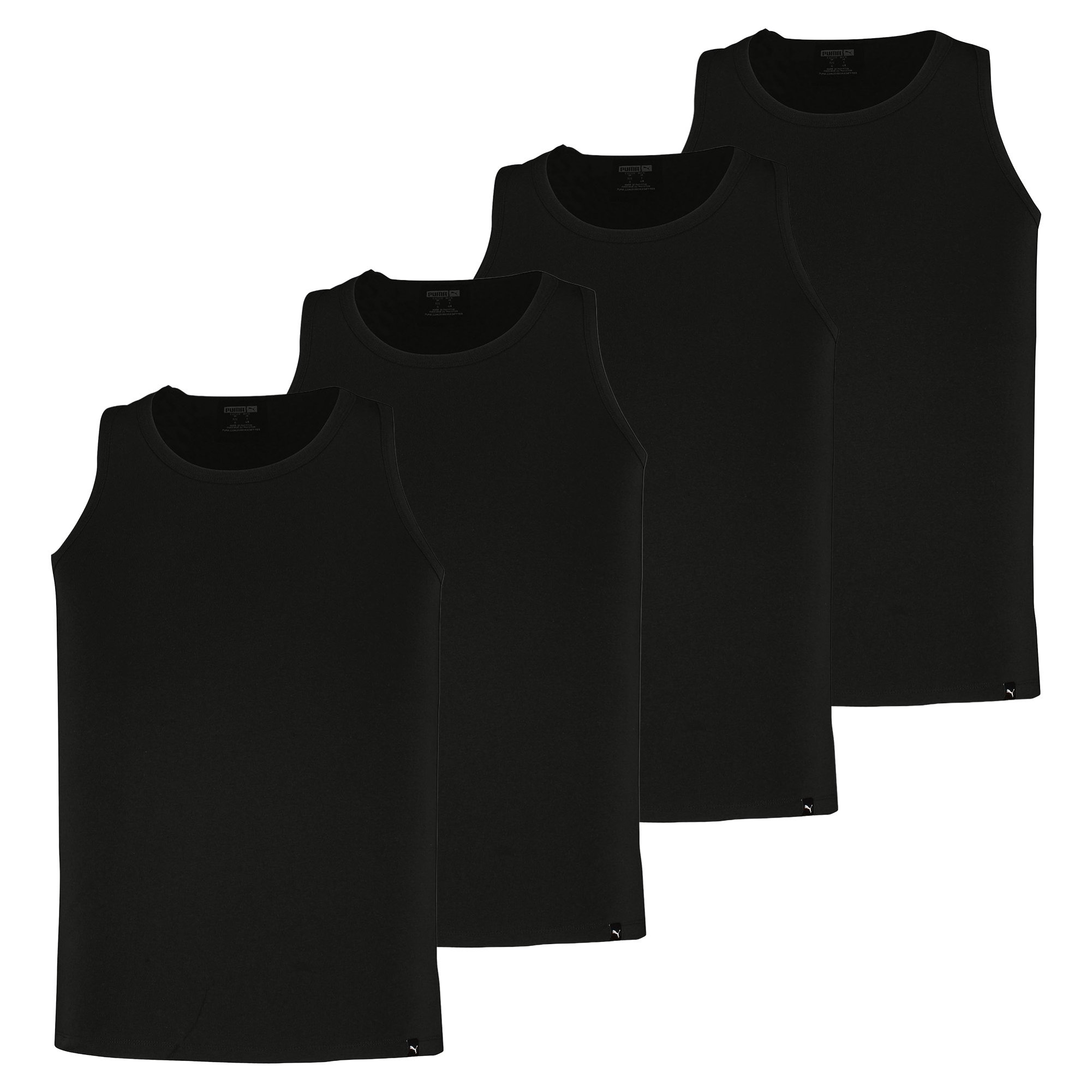 PUMA Camisetas sin mangas para hombre, pack de 4 - Camiseta sin mangas 4P, camiseta interior, cuello redondo, corte regular Tank Top 4P