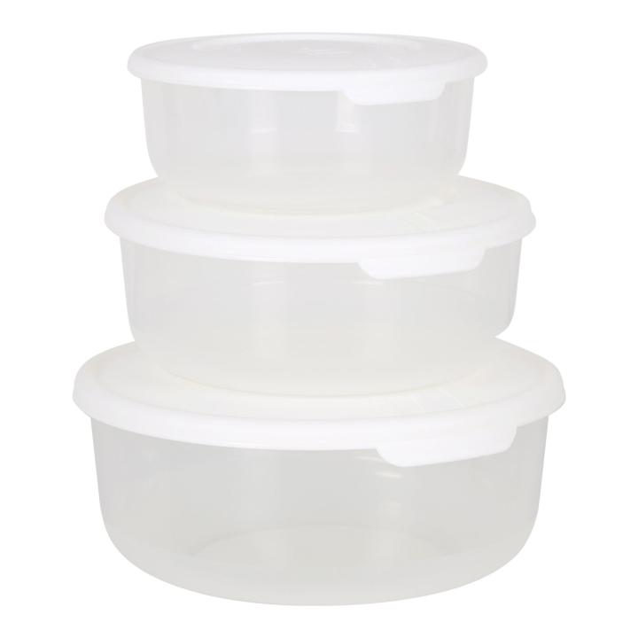 TONTARELLI - SET DE 3 FIAMBRERAS REDONDAS 0-5/1/2L CREMA - Fiambrera Práctica y Funcional - Fiambrera Segura para Alimentos - Fiambrera Portátil y Versátil - Fiambrera Ideal para Conservar Frescura - Fiambrera Apilable para Ahorrar Espacio | AmyStyle