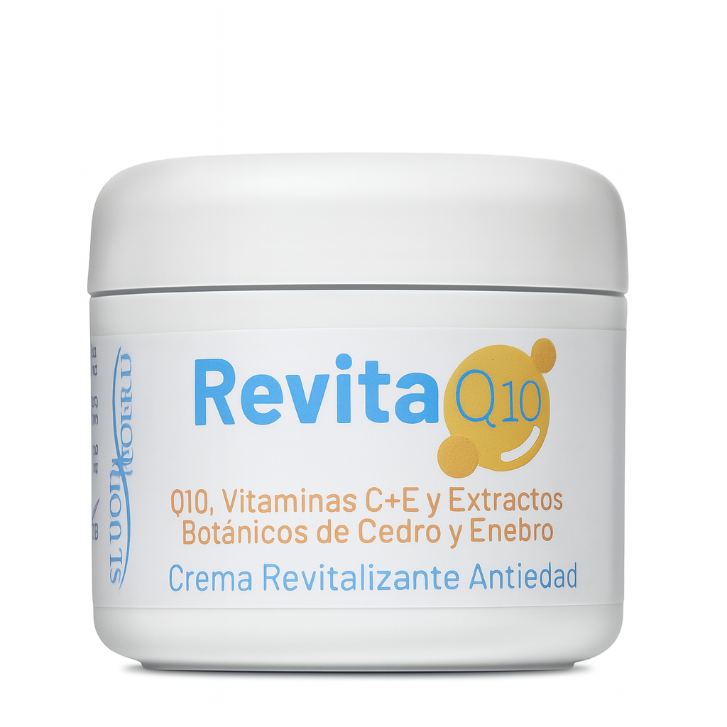 Crema Facial Revitalizante Antiedad REVITAQ10 con vitaminas C+E, Q10 Y Extractos botánicos de Cedro y Enebro 125ml MW