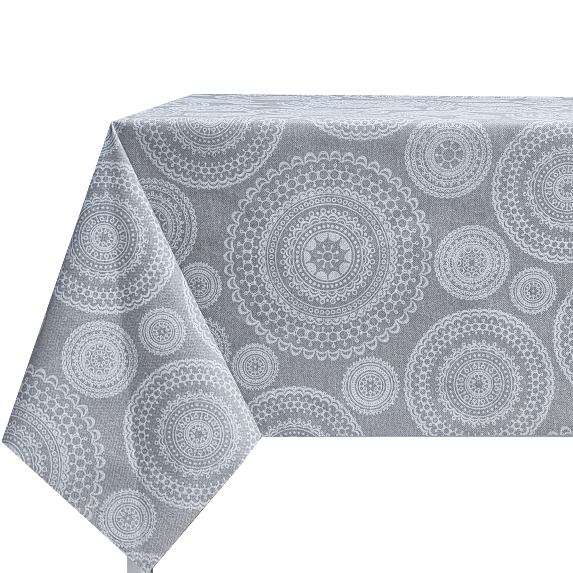 Mantel de tela antimanchas rectangular, diseño vegetal abstracto en tonos grises, fácil de limpiar, para cocina y comedor