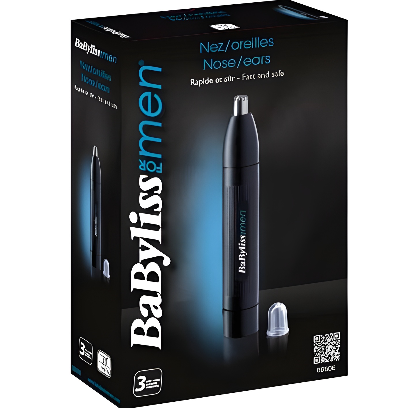 Babyliss Men E650E Perfilador Para Nariz Y Orejas, Sistema De Corte Circular, Lavable Bajo El Grifo, Color Negro
