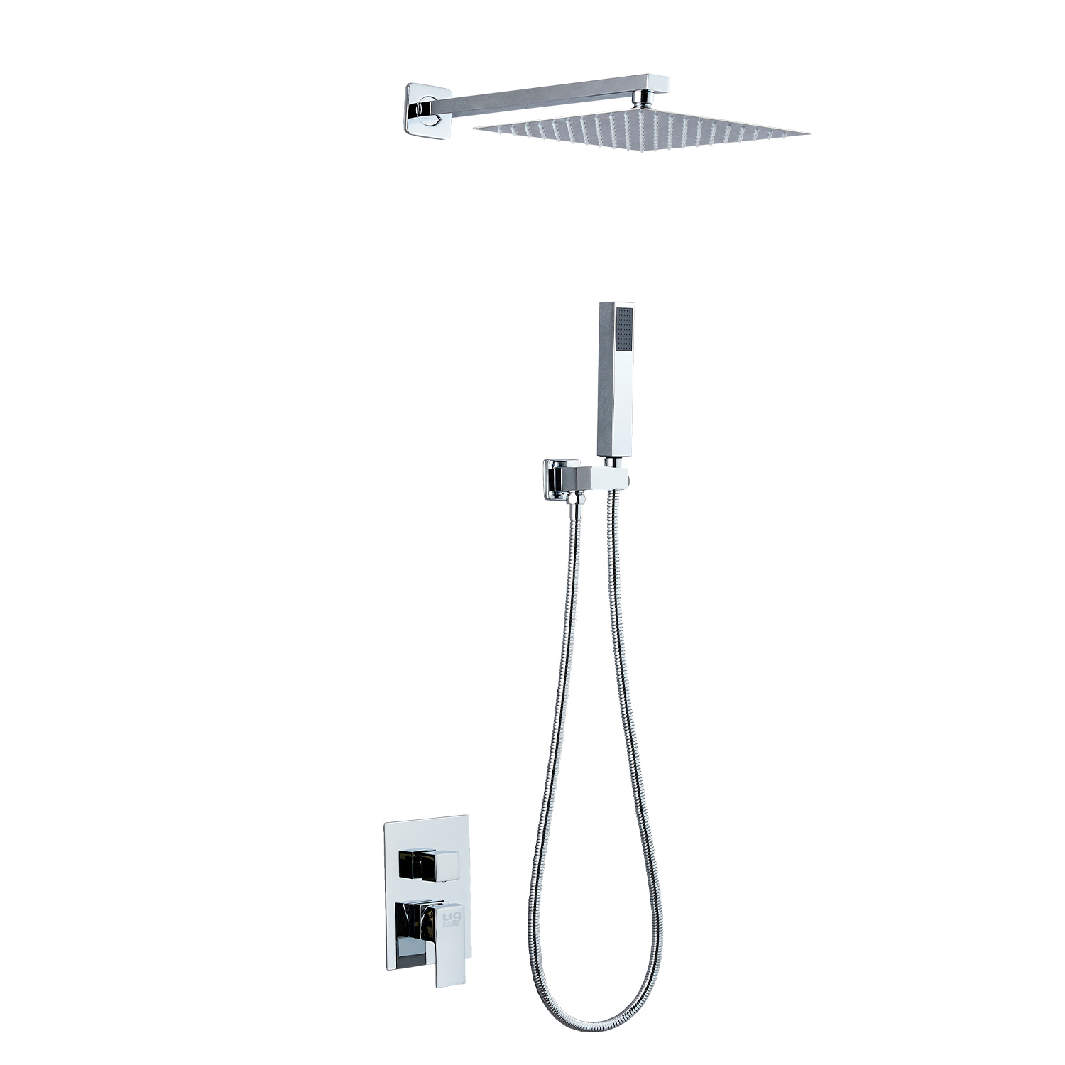 Set de Ducha Empotrado Arenas Cromo Monomando Rociador Extraplano 25cm