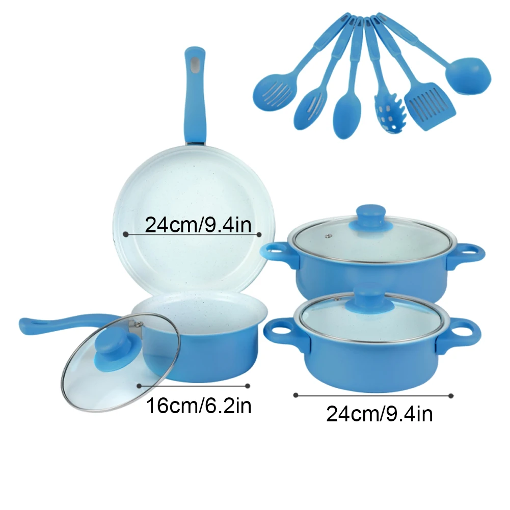 TK Set De Ollas Y Sartenes Antideslizantes 12Pcs Con Tapa Maífan Stone Frying Pan Para Todas Las Estufas Cocina Stackable Pot