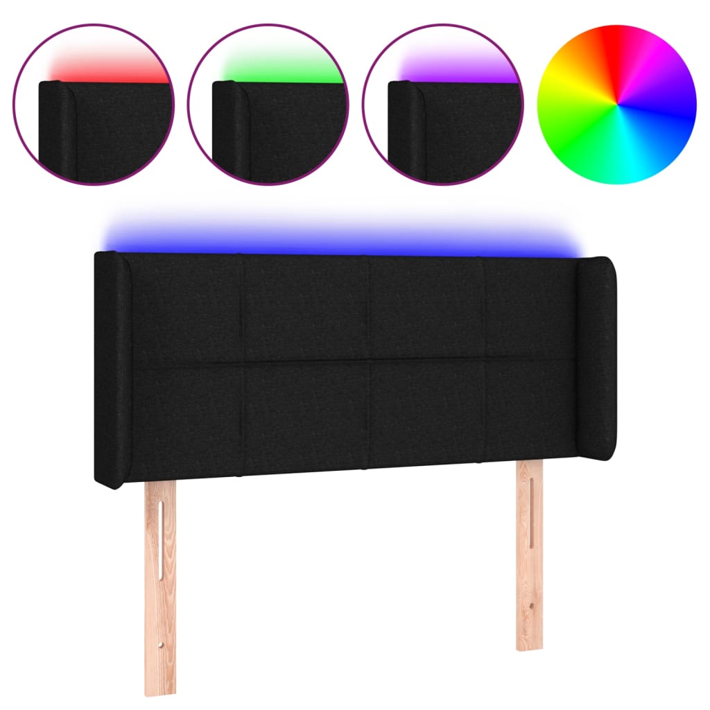 vidaXL Cabecero con LED de tela negro 93x16x78/88 cm
