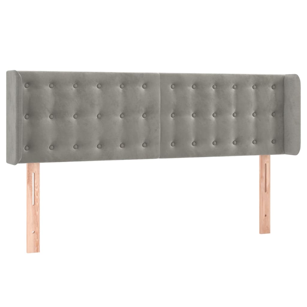 vidaXL Cabecero con LED de terciopelo gris claro 147x16x78/88 cm