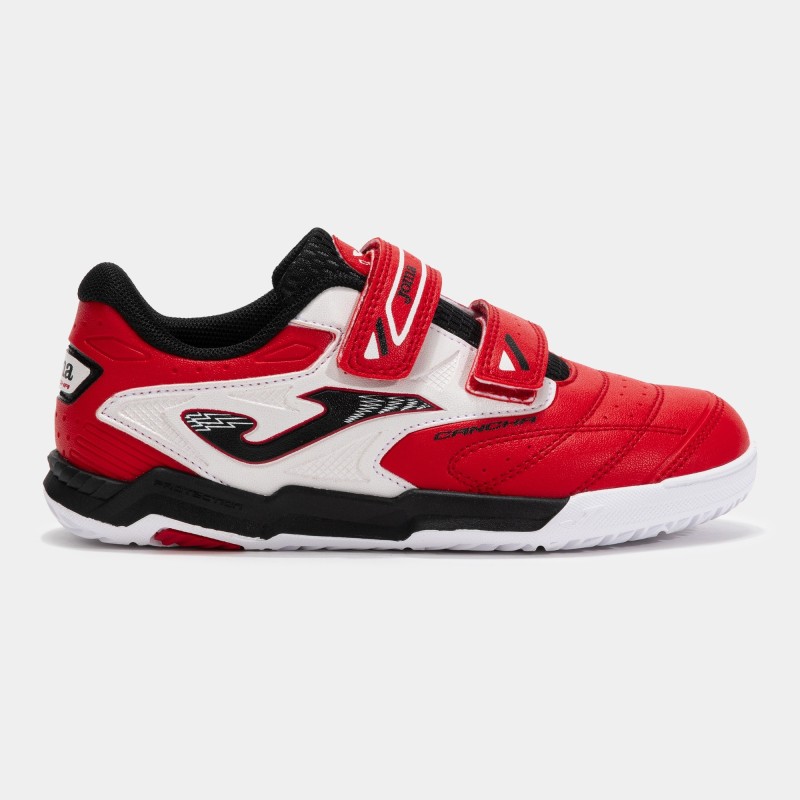 Joma CANCHA JR 2506 ROJO BLANCO INDOOR CAJW2506INV 01 Calzado Deportivo Infantil con Doble Ajuste Adhesivo. Gran Tracción y Comodidad
