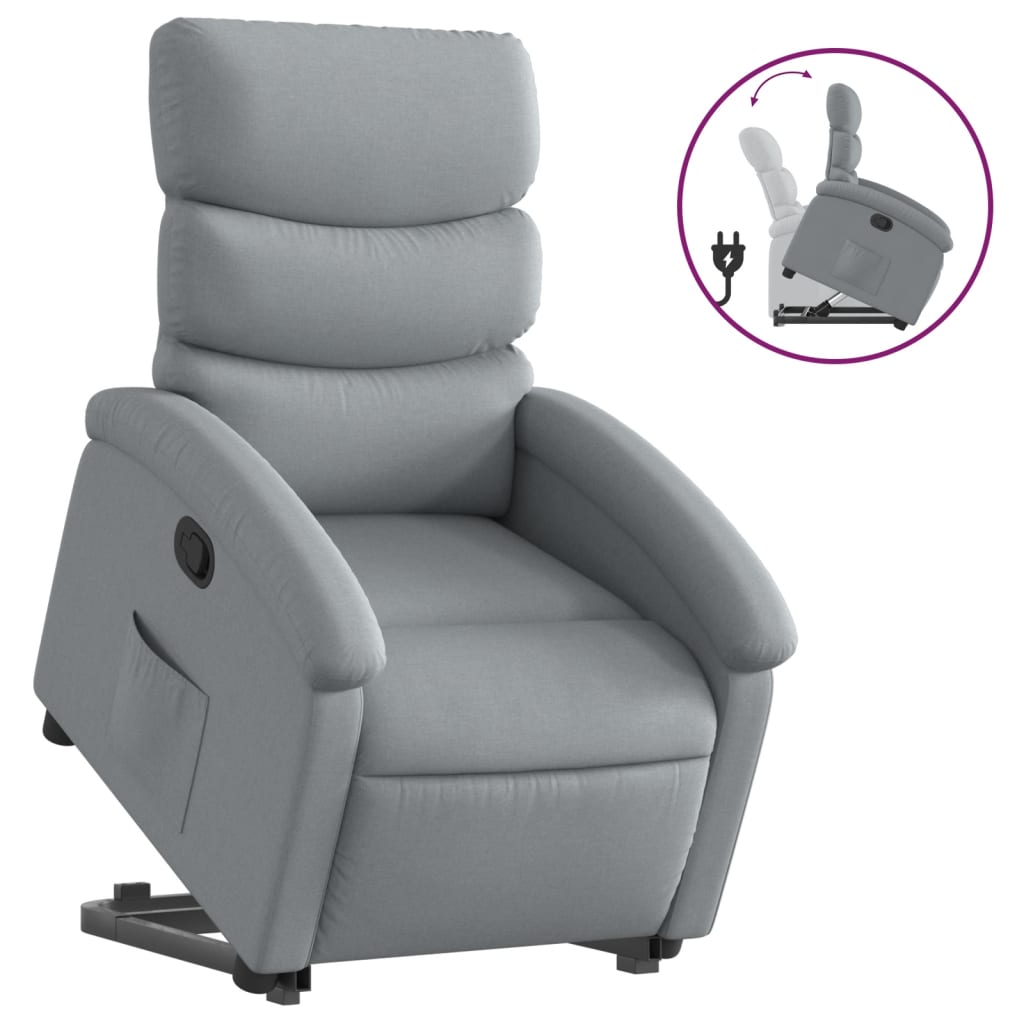vidaXL Sillón reclinable elevable de tela gris claro