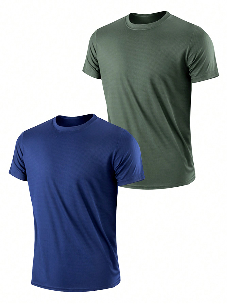 TK 2PCS Camiseta Deportiva Para Hombre De Color Sólido Ultraligera Secado Rápido Transpirable Para Entrenamiento Fitness Running Gym