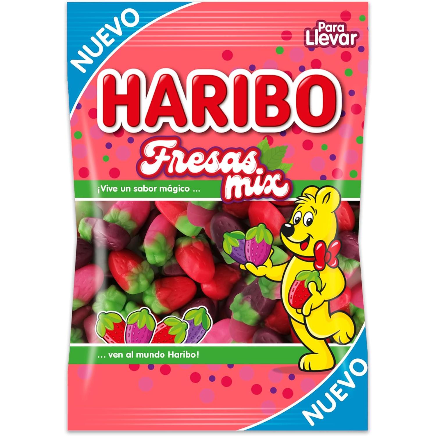 HARIBO Pack 18 bolsas caramelos de goma varios sabores, golosinas para fiestas y meriendas