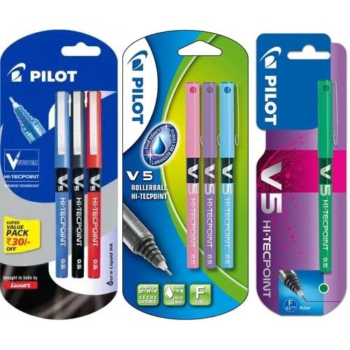 JP-JORPAY Roller BX V5 Hi-Tecpoint 7 Unidades + Rotuladores Pastel (lote) (Multicolor)