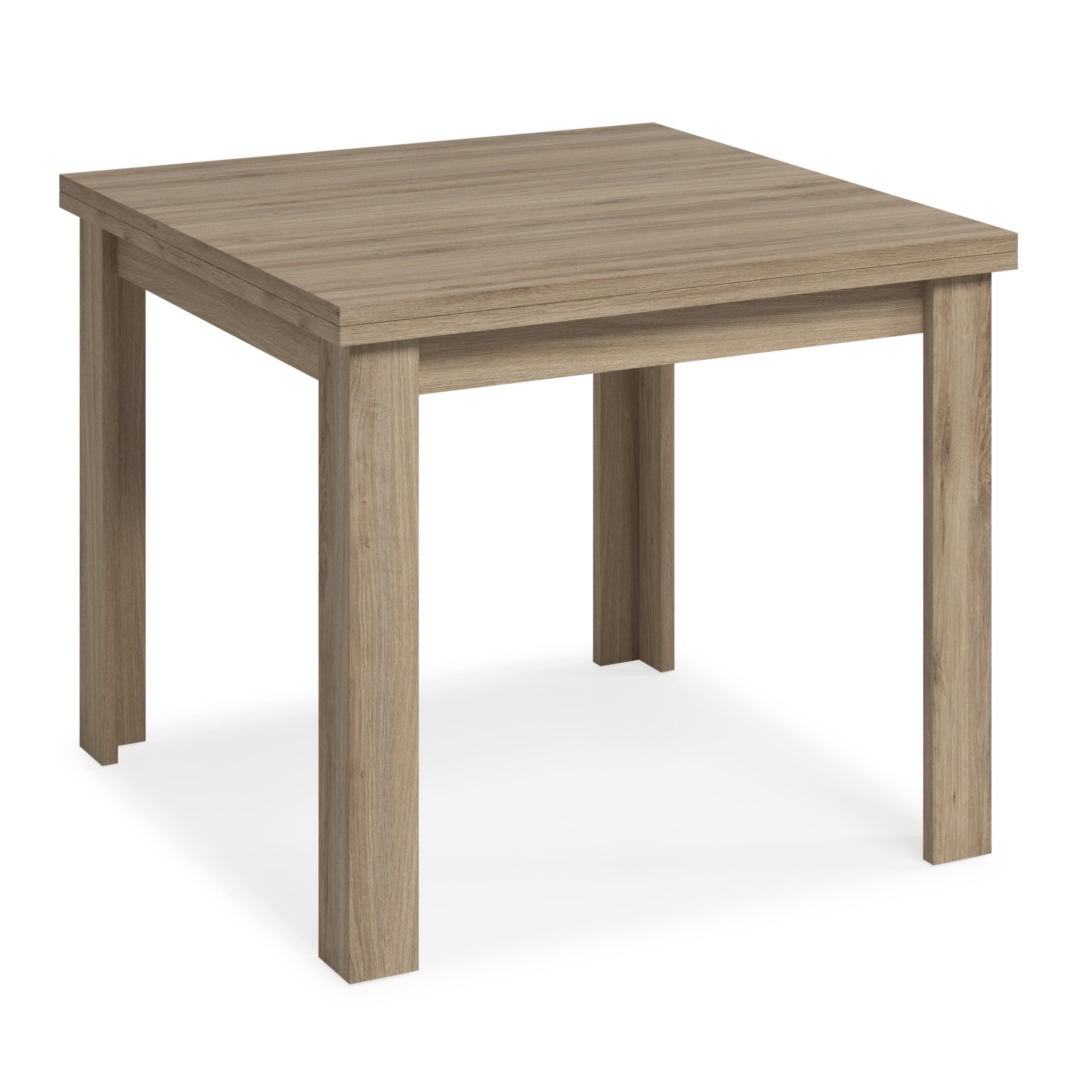 MOBELCENTER - Mesa Salón Comedor Cuadrada Extensible Natural - Color Natural - An: 90 cm x F: 90 cm x Al: 76 cm, Ancho Mesa Extendida: 180 cm (1388)