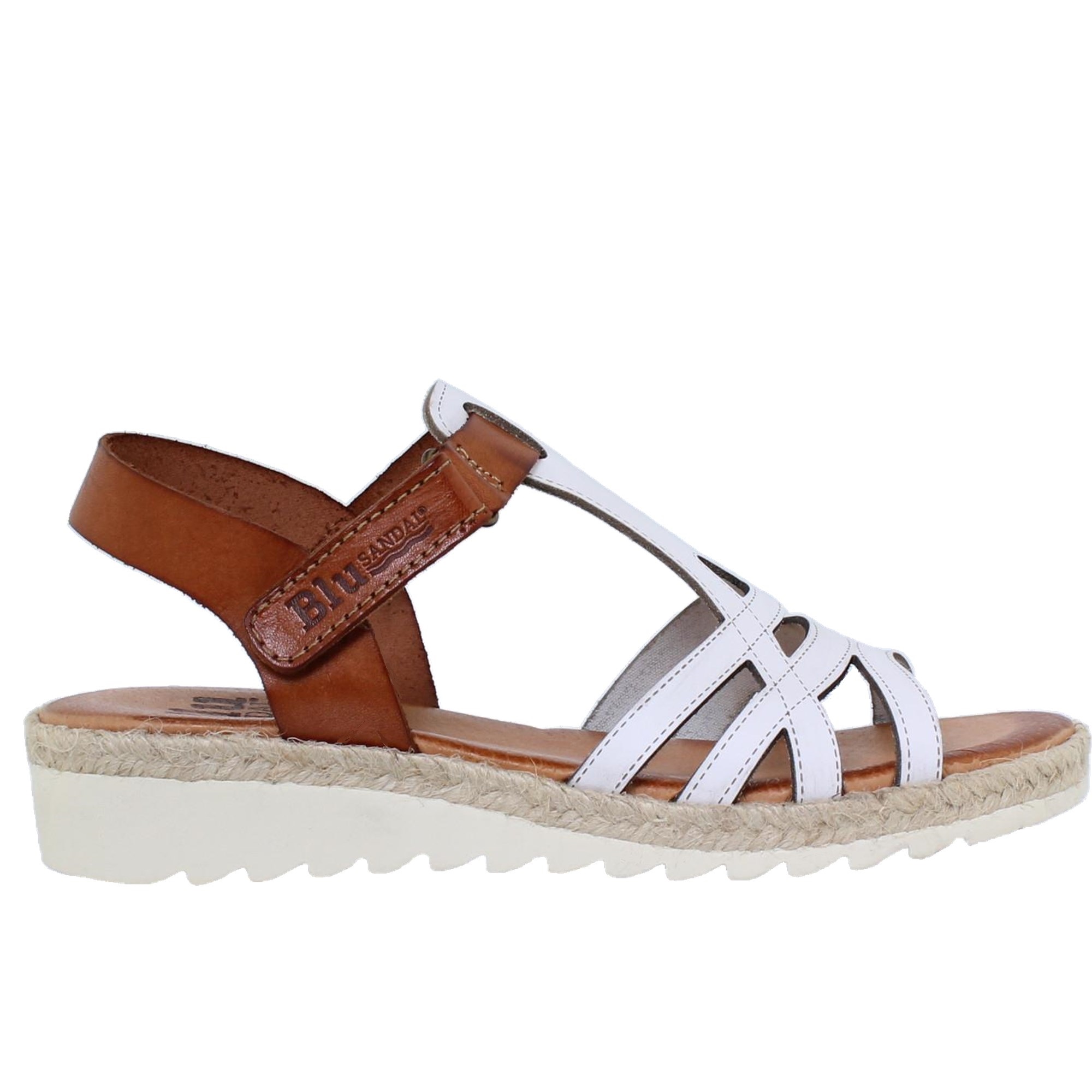 Sandalia Cuña Piel Mujer Blanco - Blusandal 2896BLU