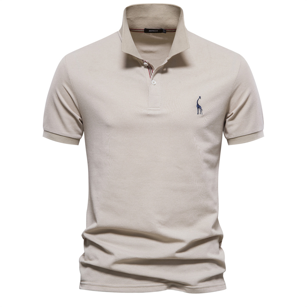 TK Camiseta POLO bordada con ciervo de algodón 80% de talla europea de alta calidad para hombre, camiseta básica de manga corta con solapa de color sólido para hombre