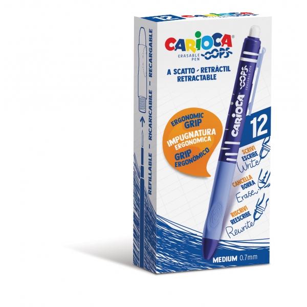 Oops Bolígrafos Borrables Carioca Termo Sensible 0.7mm Azul (12 Uds)