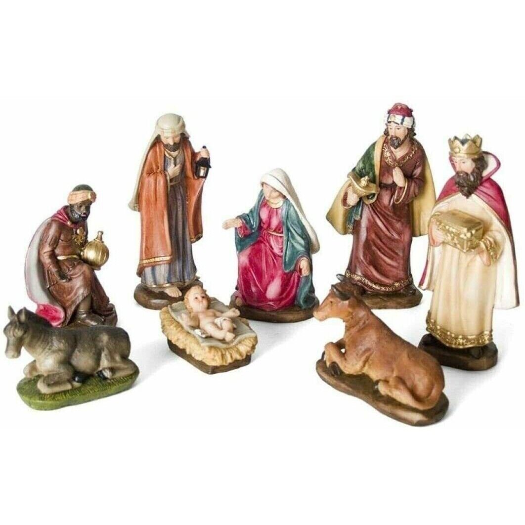 Gerimport - Belén 8 Piezas 12 cm Resina Para Decoración de Navidad