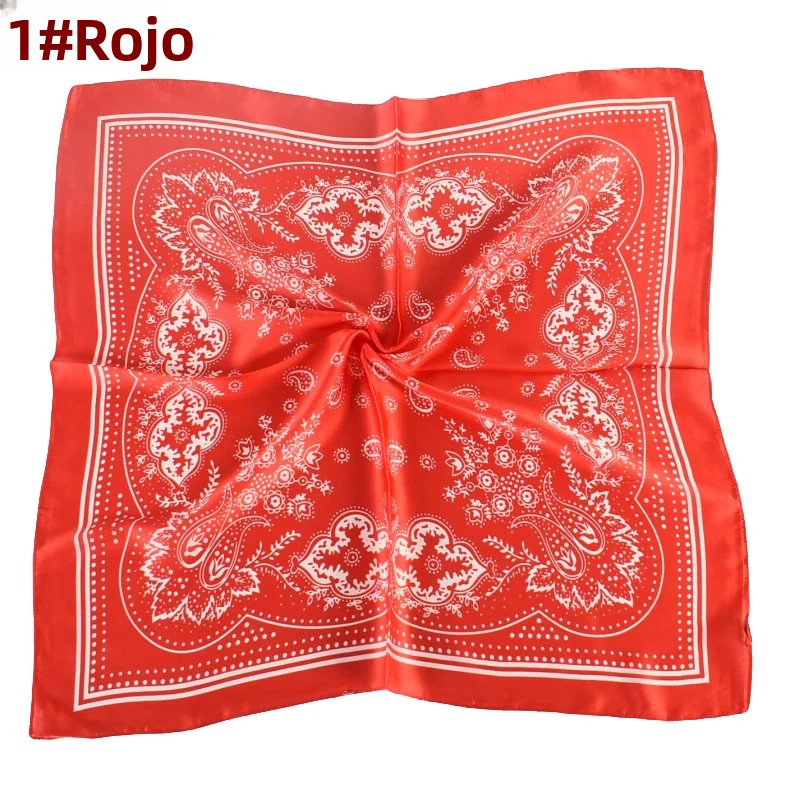TK Pañuelo De Seda Cuadrado De 70*70 Con Estampado Vintage De Paisley Y Flor Pequeña Para Mujer Estilo Europeo Y Americano