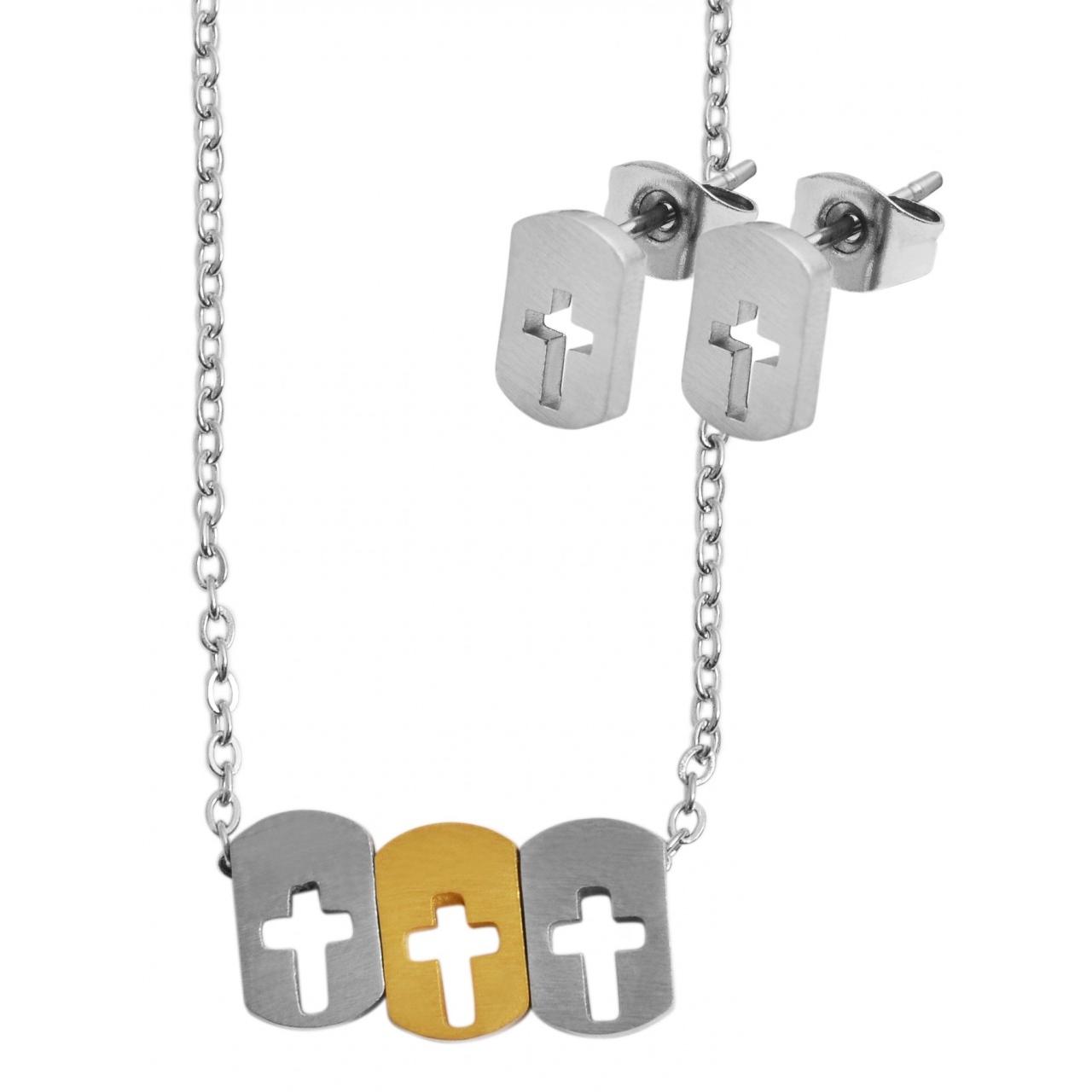 Akzent® Conjunto Collar + Pendientes Cruz