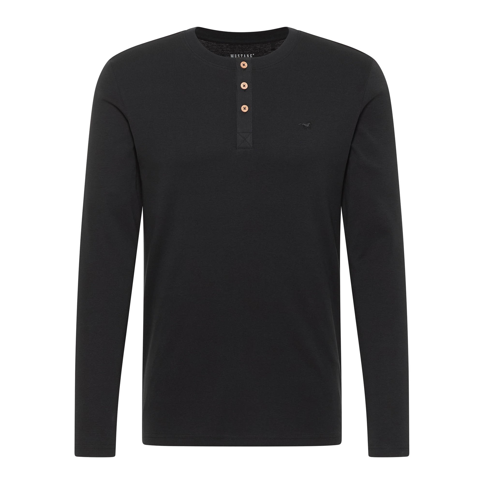 MUSTANG camiseta de manga larga para hombre - Arminto, punto de canalé, cuello Henley, Slim Fit, algodón Style Arminto