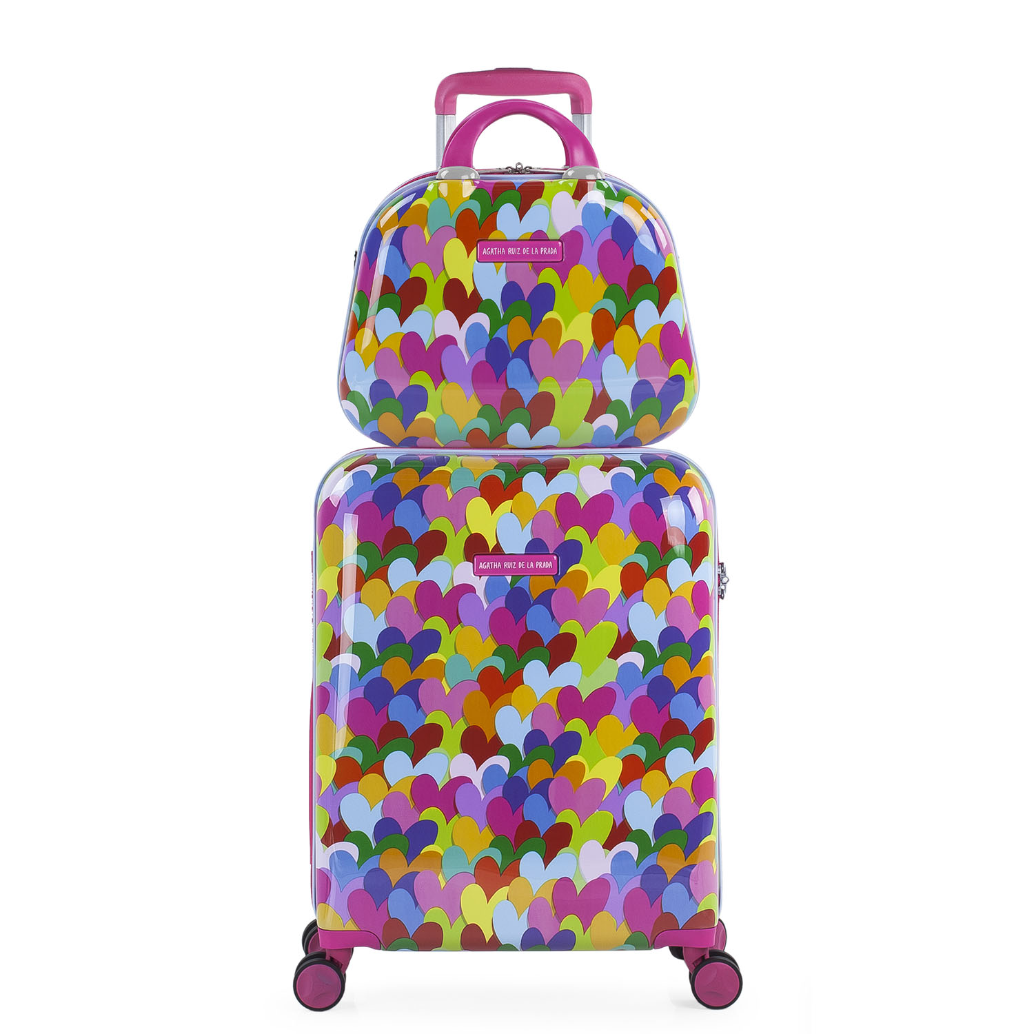 Agatha Ruiz De La Prada - Juego Maleta Cabina Y Neceser 2 Pzs, Maleta Pequeña 20"(55X40x20 Cm), ABS, Rígidas Y Duraderas, 4 Ruedas, Ligeras, Candado TSA 131150B