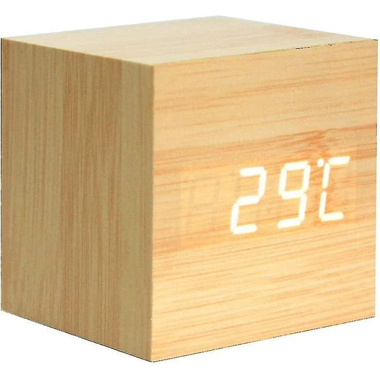 TK Mini Reloj digital de Madera with 3 niveles de Brillo y control vocal, perfecto para Viajes familiares