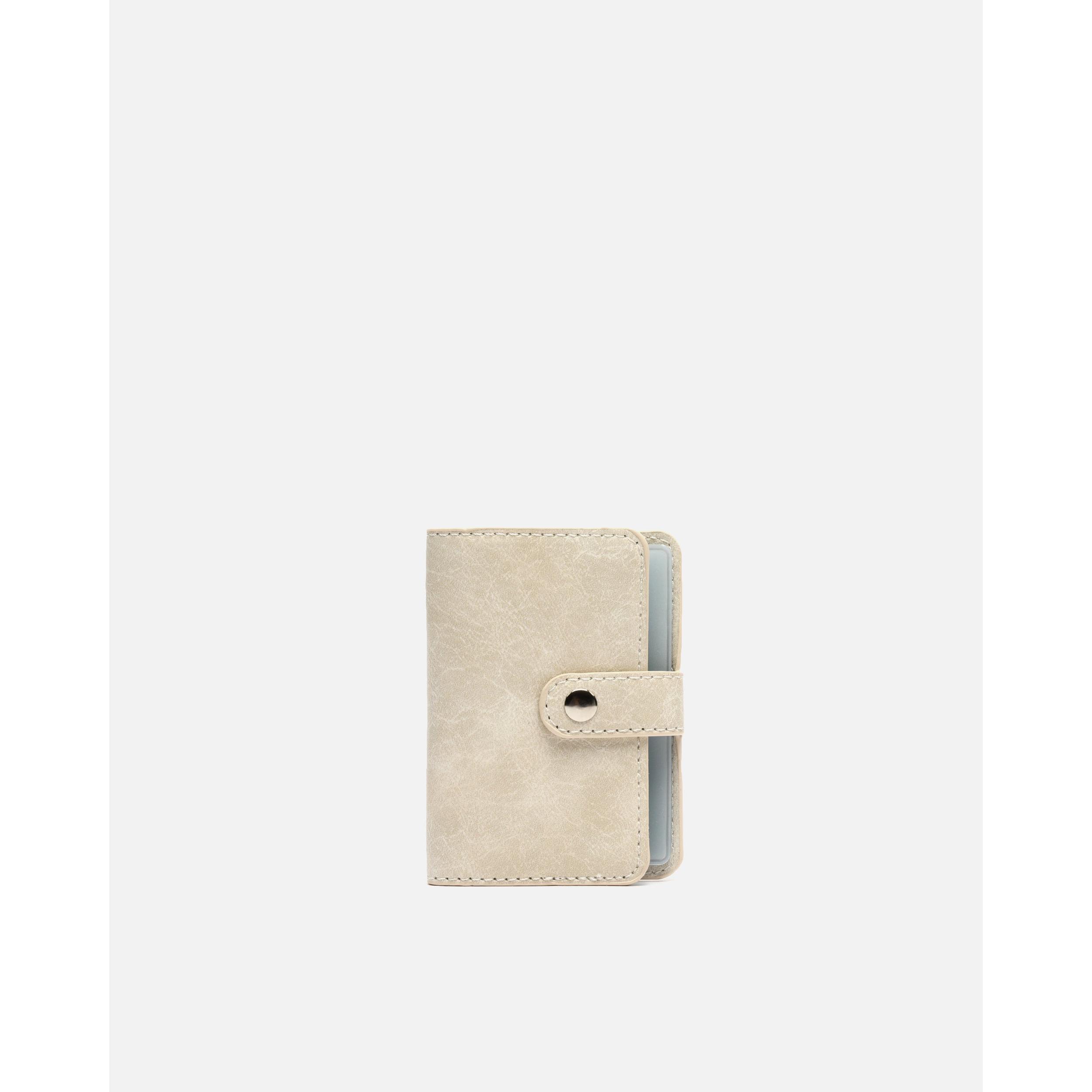 Tarjetero de Cuero Sintético Color Piedra Misako - Compacto y Elegante, Ideal para Adultos, Medidas 10x7x2 cm, Material Resistente de Poliuretano y Poliéster, Perfecto para Organizar Tarjetas de Forma