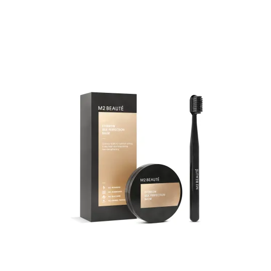 M2 BEAUTÉ Eyebrow Silk Perfection Balm 5ml – Bálsamo nutritivo y fijador de cejas con cepillo de precisión