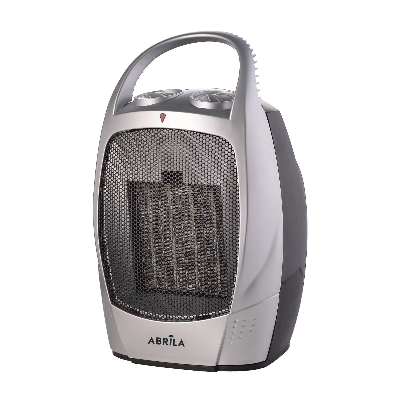 TERMOVENTILADOR CERAMICO 1500w NEGRO/PLATA TERMOSTATO REGULABLE 2 POTENCIAS. VENTILADOR/CALOR. ANTIVUELCO. Con Asa.  Abrila