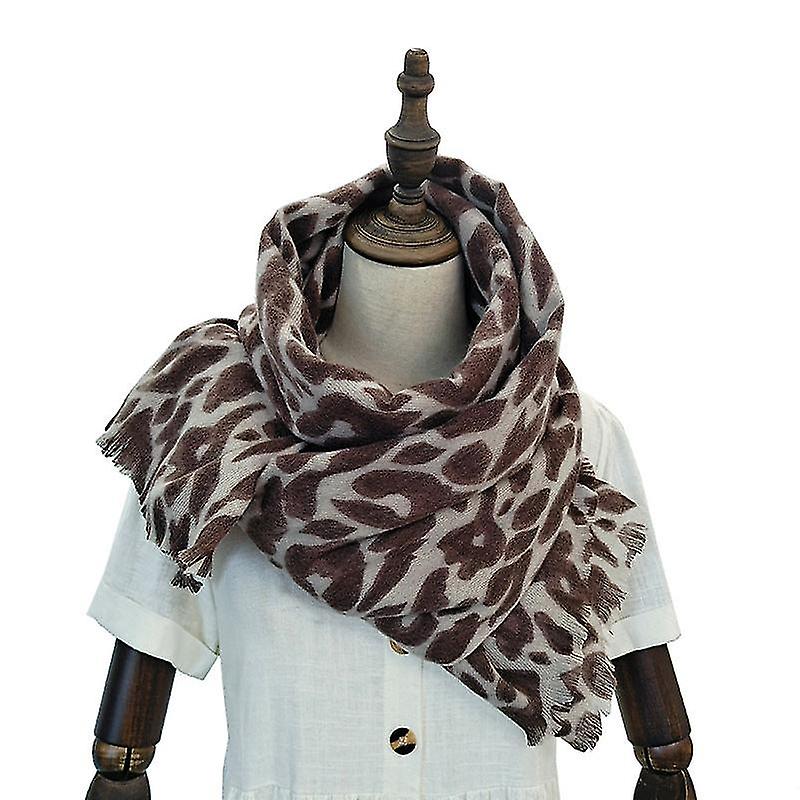 TK Otoño e invierno nuevo patrón de leopardo clásico bufanda caliente de las mujeres de Cachemira-como borde crudo