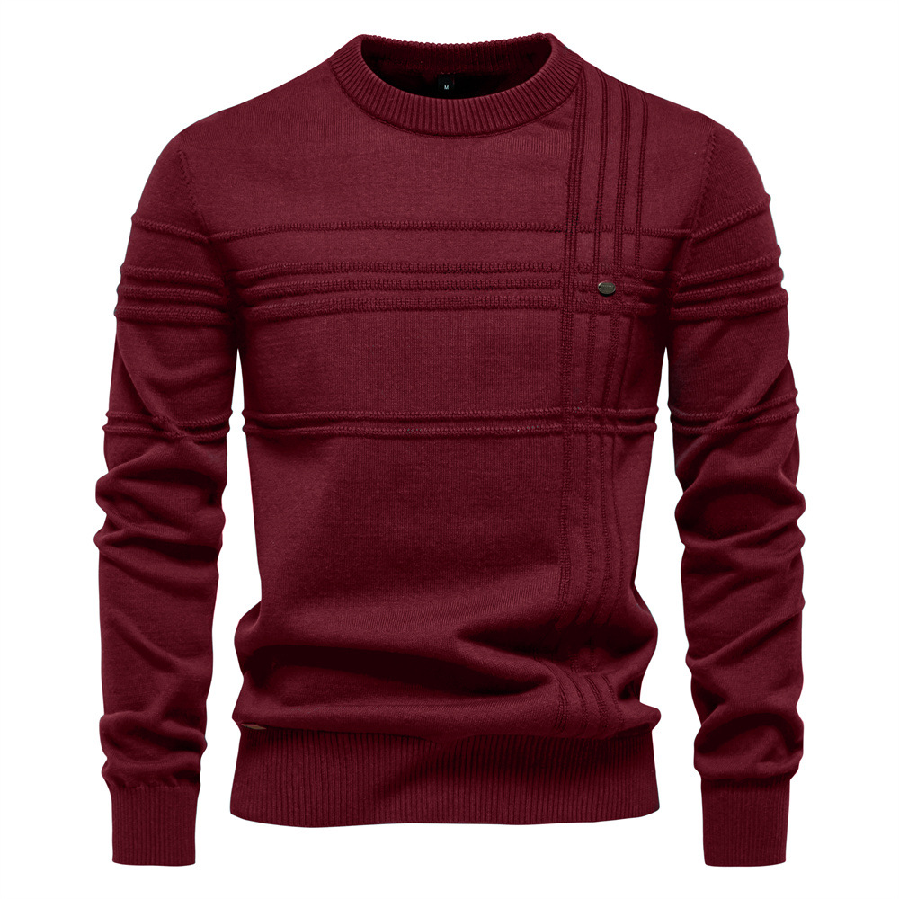 TK Suéter de cuello redondo para hombre, suéter de color liso para otoño e invierno