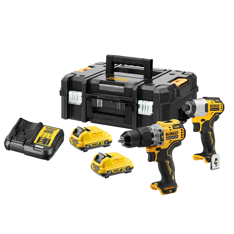 DEWALT 5596X2111 - Kit taladro percutor batería 12 XR + atornillador de impacto XR2 bat. 3Ah