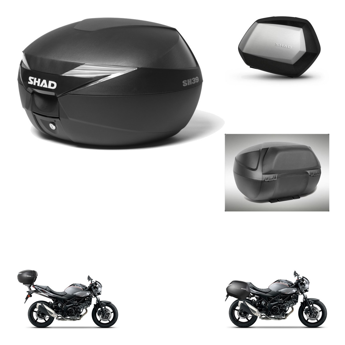 Maletas Laterales + Baul Trasero + Respaldo De Pasajero + Herraje 3P + Herraje Montaje Sh39 Sh 39 Sc Sh35 Premium KIT-246886